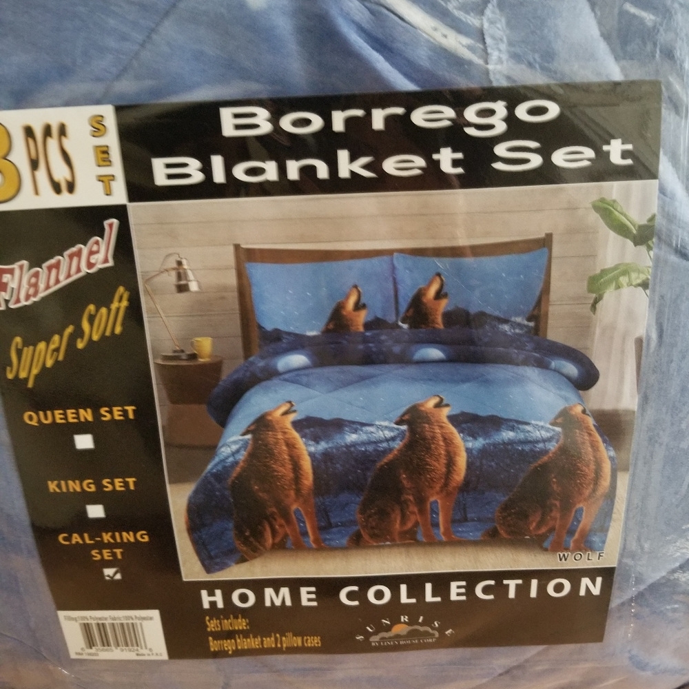 Cal king borrego blanket 3 piece set
